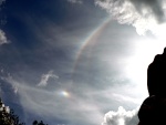 13:56 SELČ, 22˚ halo, dotykový oblouk, parhelium a parhelický kruh