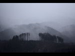 Přeháňka sněžící (1), pohled z úbočí Ratibořského grúně, 12:52 SEČ
