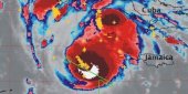 Pohled na hurikán Emily v infračervené oblasti spektra.